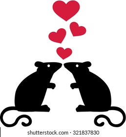 Mice in love with hearts