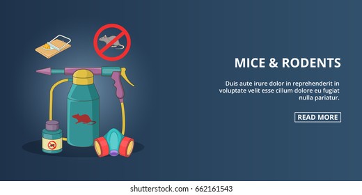 Mice and rodents banner horizaontal concept. Cartoon illustration of mice and rodents banner horizontal vector concept for web