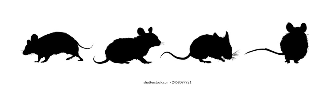 Ratones, conjunto de siluetas de ratón - Ilustración vectorial	