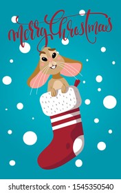 Mice symbol of 2020 New Year. Vector illustration for print or web. Cartoon character. Christmas card.