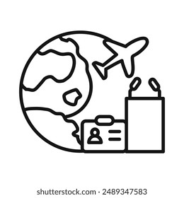 MICE tourism icon Vector symbol or sign set collection in black and white outline