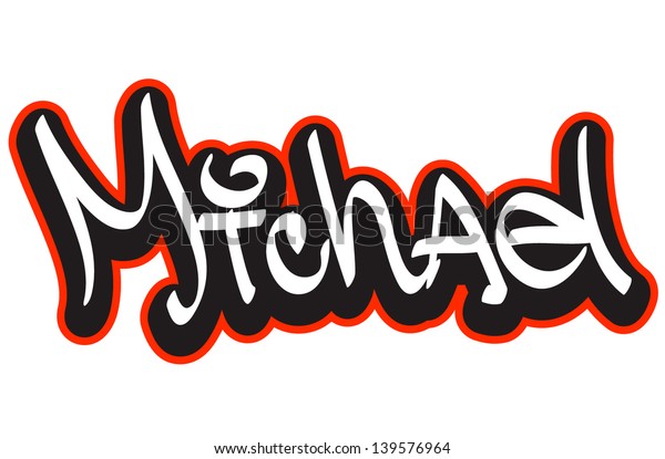Michael Graffiti Font Style Name Hiphop Stock Vector (Royalty Free