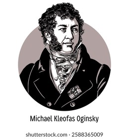 Michal Kleofas Oginski was a Polish amateur composer, diplomat, politician of the Polish-Lithuanian Commonwealth and the Russian Empire, and leader of the uprising. Hand drawn vector illustration