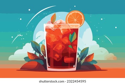 Michelagua or michelada glass with a slice of lime on the top. Mexican cold summer drink and beverage