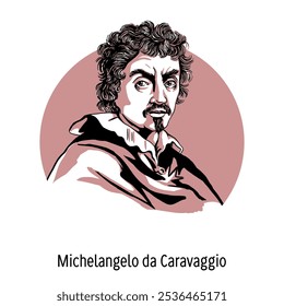 Michelangelo Merisi da Caravaggio es un artista italiano, un reformador de la pintura europea del siglo XVII, uno de los Representantes más prominentes del realismo en la pintura barroca. Vector ilustrati