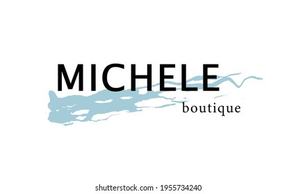 logotipo de michele con pincel de paloma. diseño de logotipo para boutique