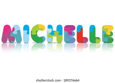 MICHELLE written with alphabet puzzle - vector illustration