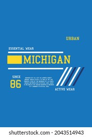 michigan active wear,t-shirt design fashion vector