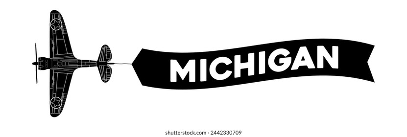 Michigan advertisement banner is attached to the plane