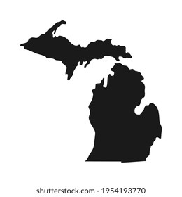 Michigan black map on white background