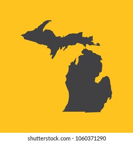 Michigan black map,border on orange background. Vector illustration.