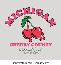 Michigan Cherry County Slogan Red