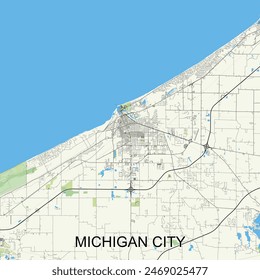 Michigan City, Indiana, United States map poster art