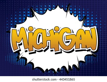 Michigan - Comic book style word
