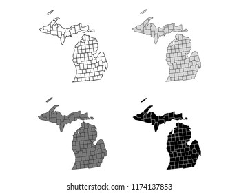Michigan County Map (Gray, Black, White)