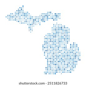 Michigan Dot Map. Us State Digital Style Shape. Michigan vector image. Us State shape blue circular dots. Awesome vector illustration.