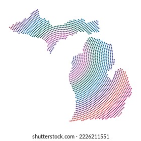 Michigan dotted map. Digital style shape of Michigan. Tech icon of the US state with gradient dots. Amazing vector illustration.