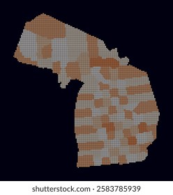 Michigan dotted map. Digital style map of the state on dark background. Michigan shape with circle dots. Colored dots style. Small size circles. Amazing vector illustration.