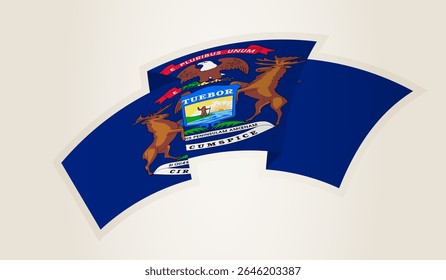 Michigan Flag in Abstract Ribbon Shape, National Symbol of the Michigan. This vector is ideal for use in national events, Independence Day, international sports competitions.