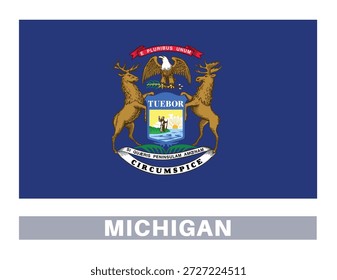 Bandera de Michigan. Banderas del Estado americano en colores y proporciones oficiales