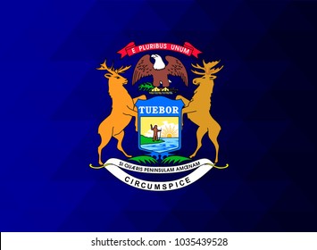 Michigan Flag vector illustration. Michigan Flag. National Flag of Michigan . Mosaic flag. Vector