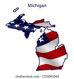 Michigan full of American flag waving in the wind