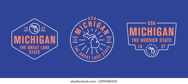 Michigan - The Great Lake State. Michigan state logo, label, poster. Vintage poster. Print for T-shirt, typography. Vector illustration