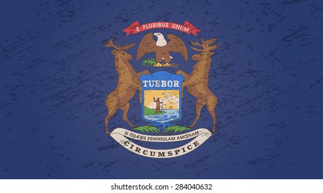 Michigan grunge style flag. Vector EPS10