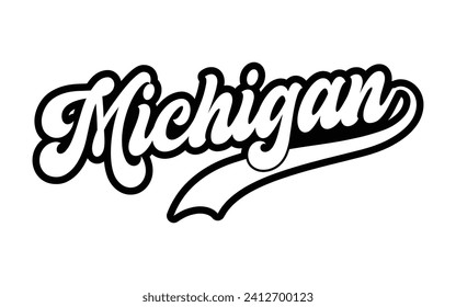 Michigan hand lettering design calligraphy vector, Michigan text vector trendy typography design