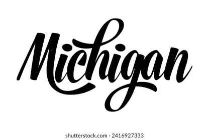 Michigan hand lettering design calligraphy vector, Michigan text vector trendy typography design	