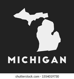 Michigan icon. US state map on dark background. Stylish Michigan map with US state name. Vector illustration.