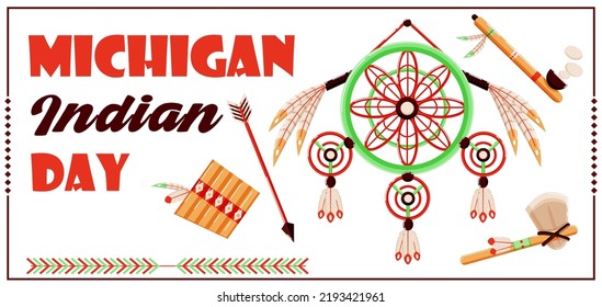 Michigan Indian Day, indian tribal equipment. Suitable for events	