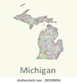 Michigan line art map