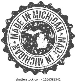 Michigan Made In Map Travel Stamp Icon City Design Tourism Export Seal