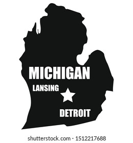 Michigan map in black on a white background