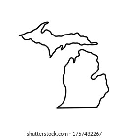 Michigan. Map black outline state USA. Vector Illustration.