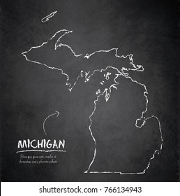 Michigan map blackboard chalkboard vector