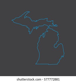Michigan map blue outline stroke line style