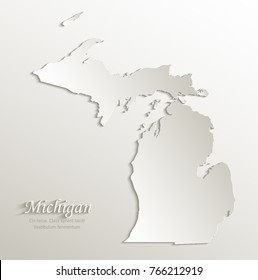 Michigan map card paper 3D natural vector