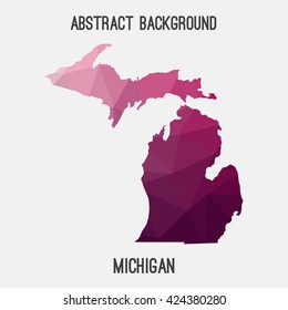 Michigan map in geometric polygonal style.Abstract tessellation,modern design background. Vector illustration EPS8