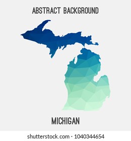 Michigan map in geometric polygonal,mosaic style.Abstract tessellation,modern design background,low poly. Geometric cover, mockup. Vector illustration.