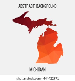 Michigan map in geometric polygonal,mosaic style.Abstract tessellation,modern design background. Vector illustration EPS8