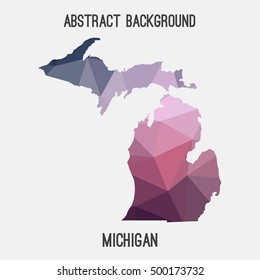 Michigan map in geometric polygonal,mosaic style.Abstract tessellation,modern design background,low poly. Vector illustration.