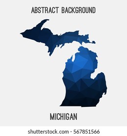 Michigan map in geometric polygonal,mosaic style.Abstract tessellation,modern design background. Vector illustration EPS8