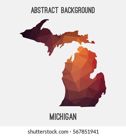 Michigan map in geometric polygonal,mosaic style.Abstract tessellation,modern design background. Vector illustration EPS8