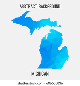 Michigan map in geometric polygonal,mosaic style.Abstract tessellation,modern design background,low poly. Vector illustration.