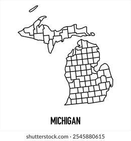 Icono de mapa de Michigan aislado sobre fondo blanco. Mapa de esquema. Icono de línea simple. Ilustración vectorial