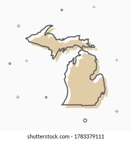 Icono del mapa de Michigan Memphis estilo mapa de línea delgada.  mapa de iconos infográficos con pequeñas figuras geométricas de línea delgada.  Concepto moderno lineal de ilustración