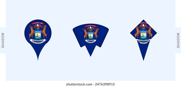Michigan Map Markers Set. Perfect for projects related to Michigan, travel, geography, and international representation. Vector collection.
