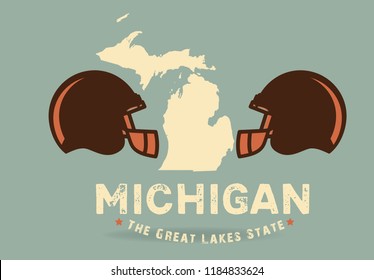 Michigan map with nickname The Great Lakes State, Vector EPS 10